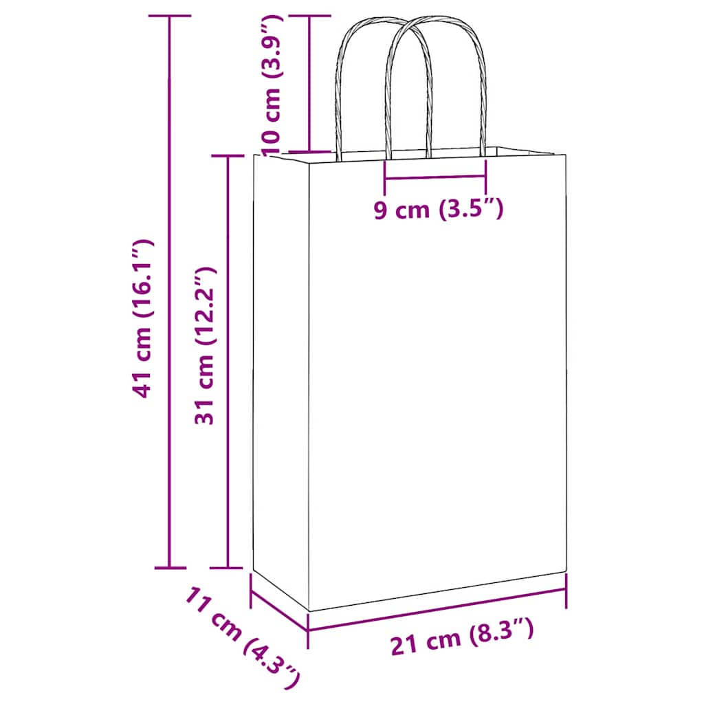 Papieren zakjes 50 st met hengsels 21x11x31 cm roze is nu te koop bij PeponiXL, paradijselijk wonen!