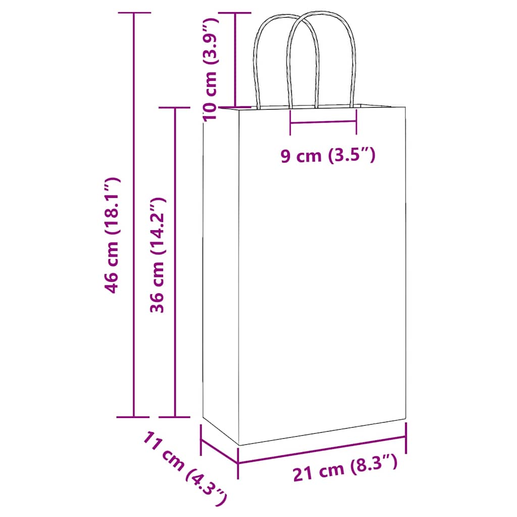 Papieren zakken 50 st met hengsels 21x11x36 cm roze is nu te koop bij PeponiXL, paradijselijk wonen!