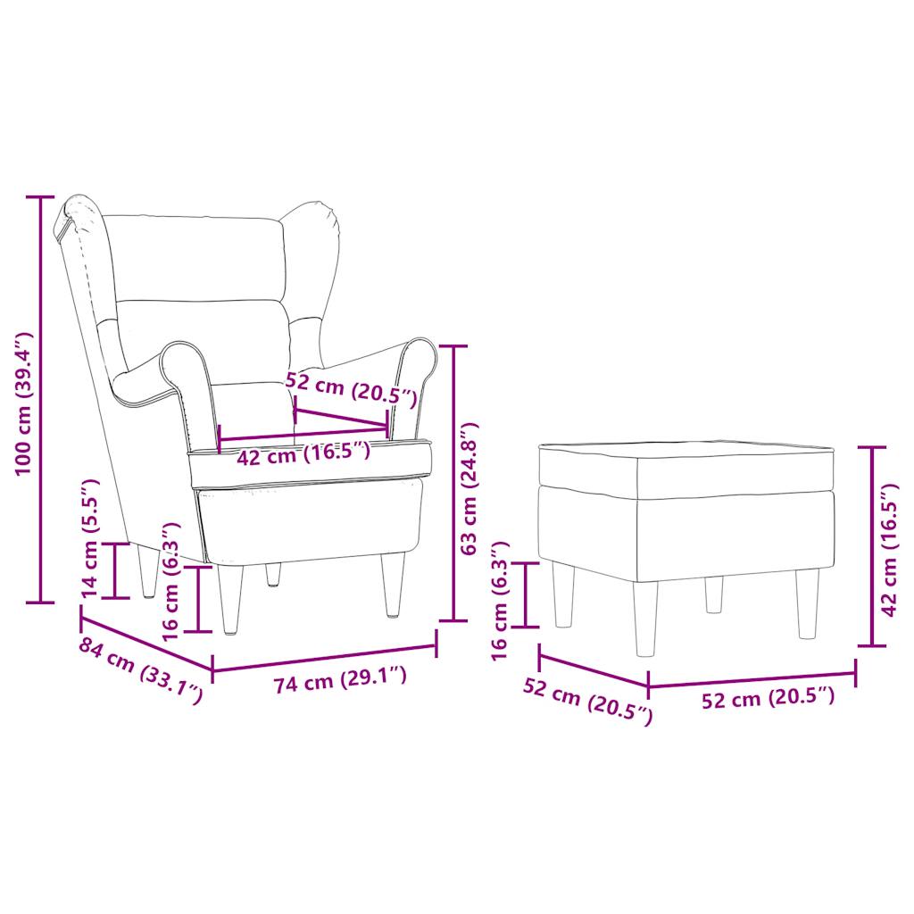 Fauteuil met voetenbankje stof lichtgrijs is nu te koop bij PeponiXL, paradijselijk wonen!