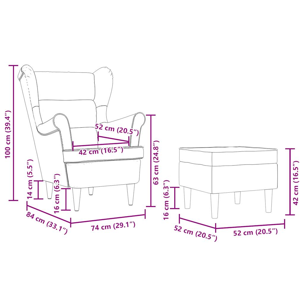 Fauteuil met voetenbankje stof crèmekleurig is nu te koop bij PeponiXL, paradijselijk wonen!