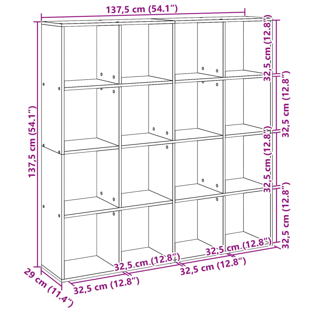 Boekenkast 137,5x29x137,5 cm bewerkt hout grijs sonoma eiken is nu te koop bij PeponiXL, paradijselijk wonen!