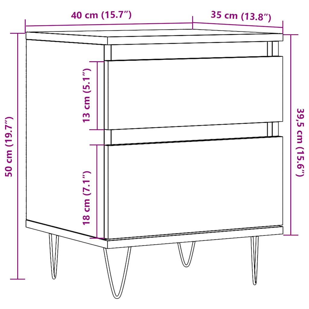Nachtkastjes 2 st 40x35x50 cm bewerkt hout oud houtkleurig is nu te koop bij PeponiXL, paradijselijk wonen!