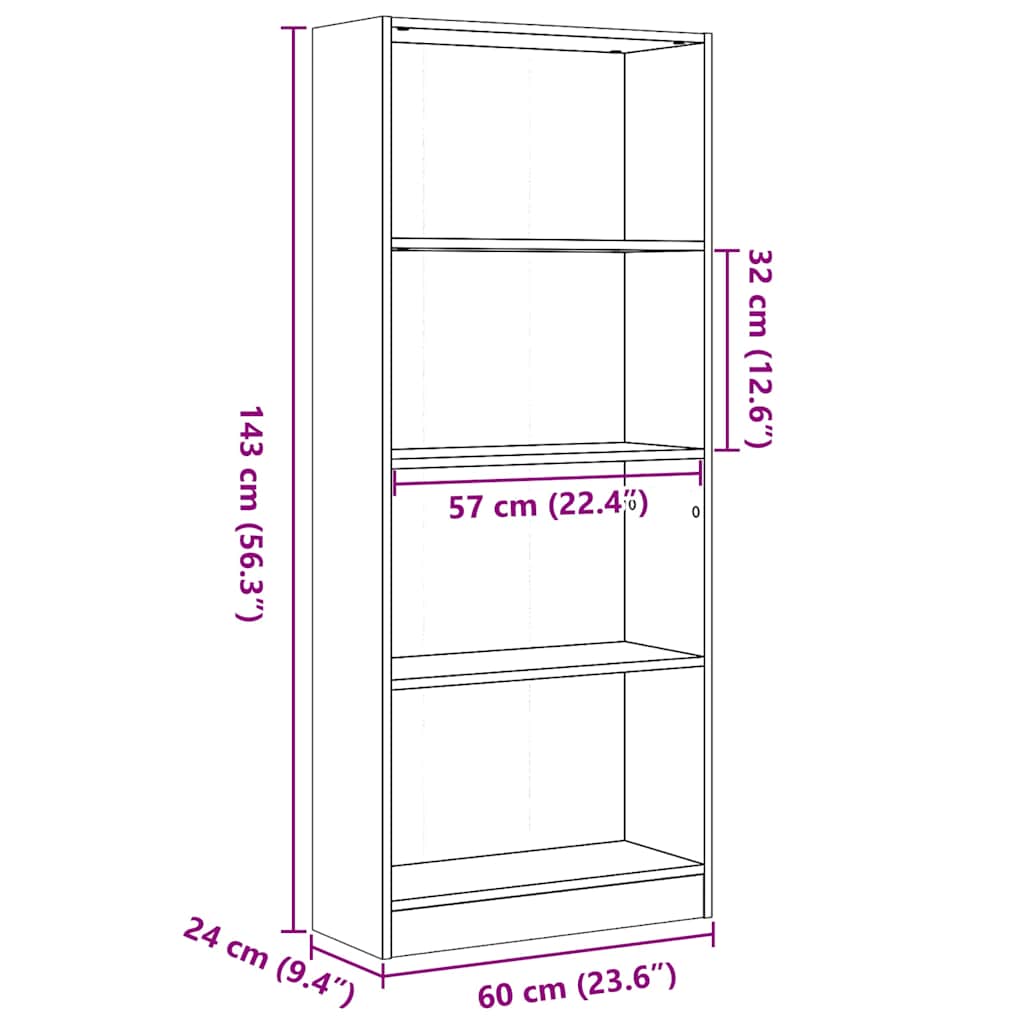 Boekenkast 60x24x143 cm bewerkt hout hoogglans wit is nu te koop bij PeponiXL, paradijselijk wonen!