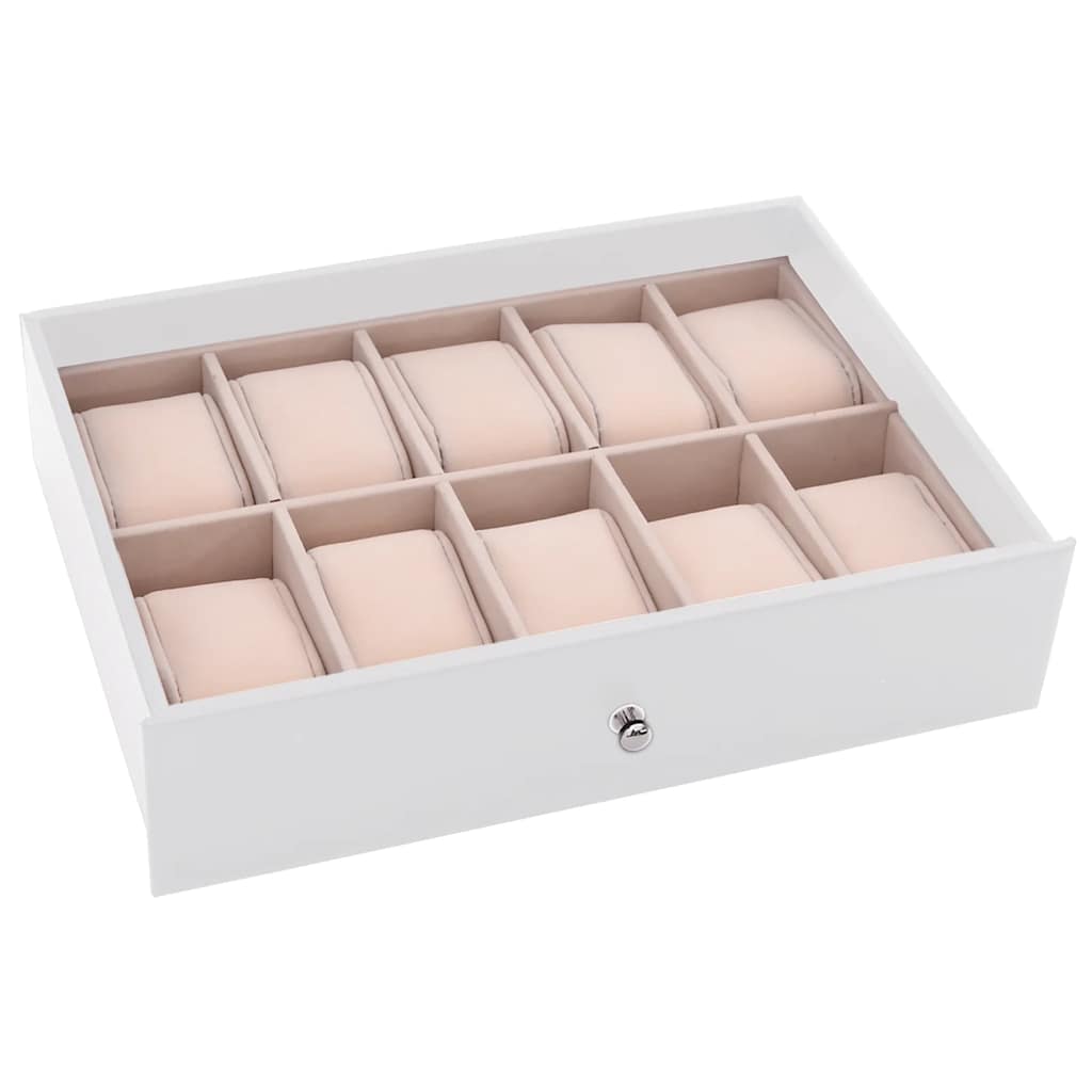 Sieradendoos 10-laags met horlogehouders wit 29x20,5x40,5 cm is nu te koop bij PeponiXL, paradijselijk wonen!