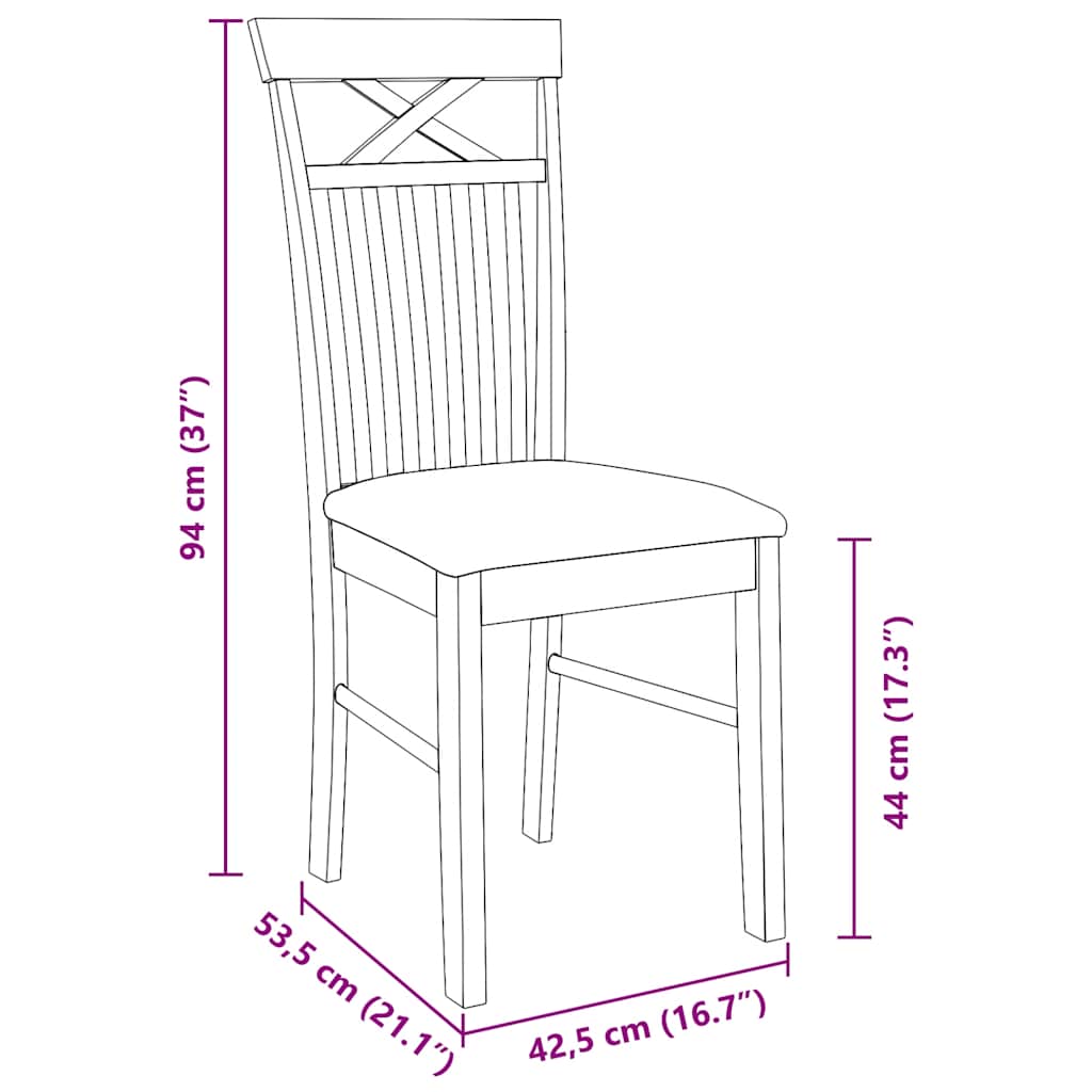 Eetkamerstoelen met kussens 2 st massief hout rubber wit is nu te koop bij PeponiXL, paradijselijk wonen!