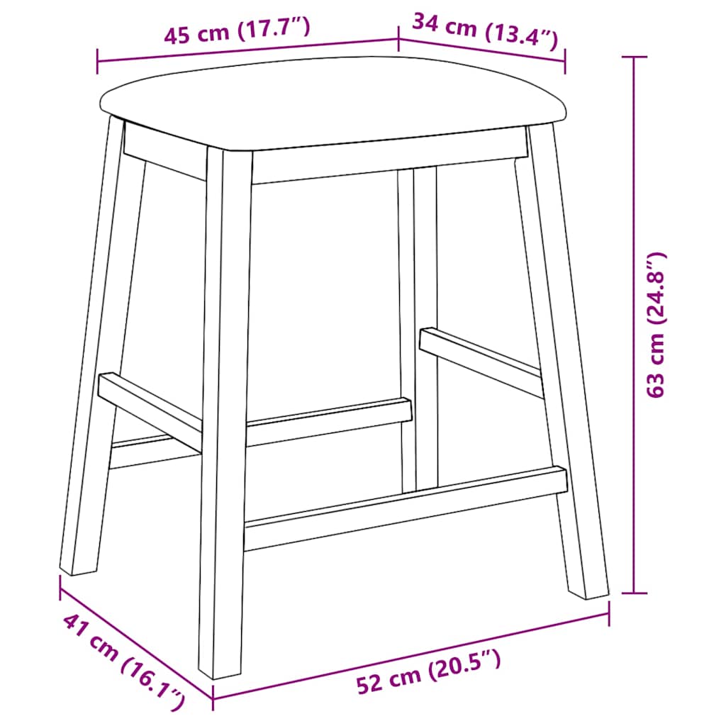 Barstoelen met kussens 2 st massief hout rubber bruin is nu te koop bij PeponiXL, paradijselijk wonen!