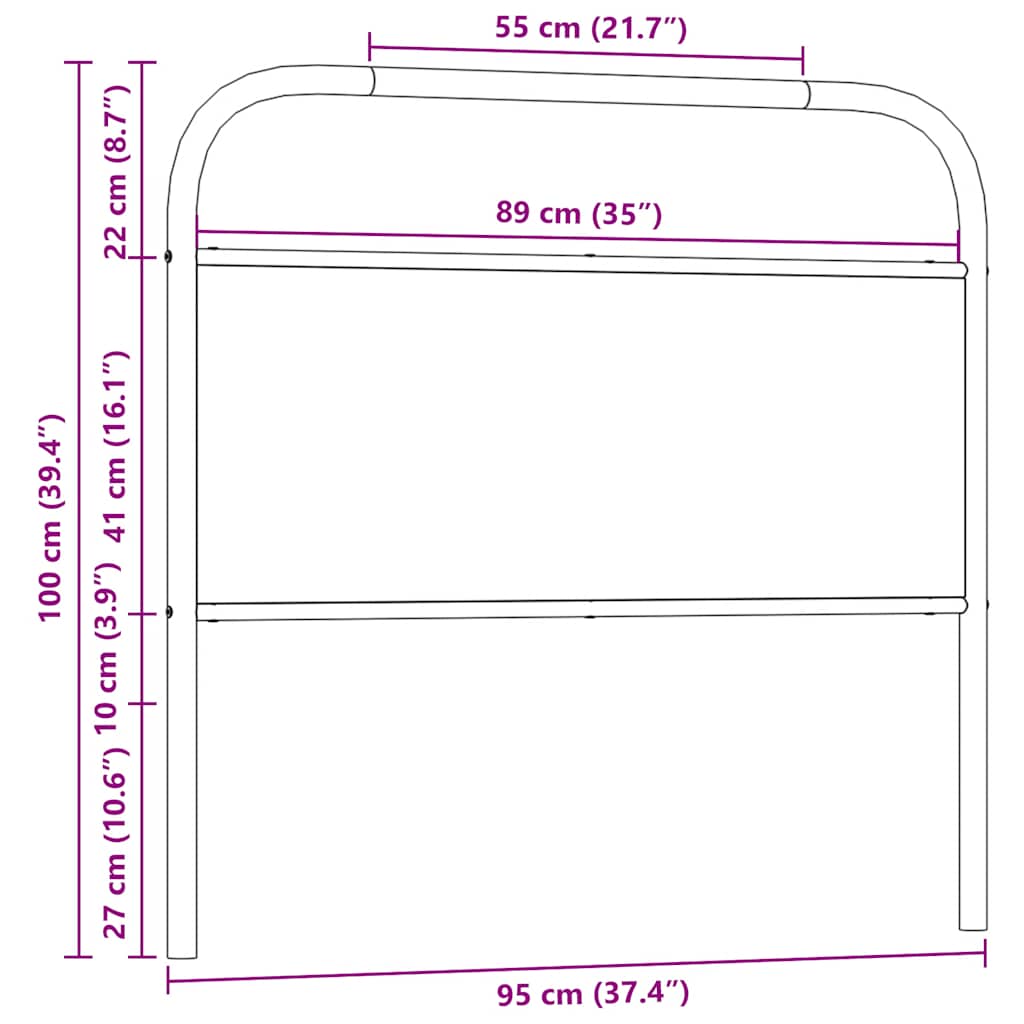 Vervangend hoofdbord 90 cm staal en bewerkt hout gerookt eikenkleurig is nu te koop bij PeponiXL, paradijselijk wonen!