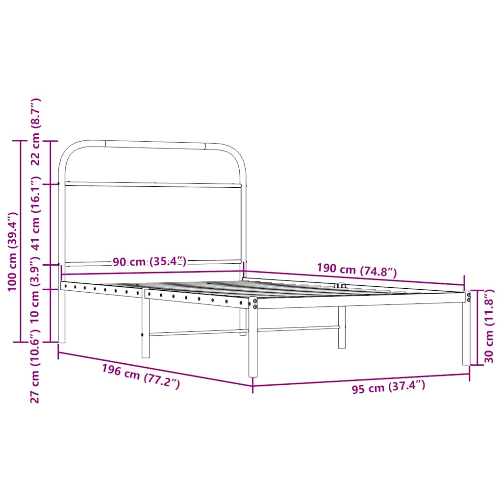 Bedframe zonder matras bewerkt hout bruin eikenkleur 90x190 cm is nu te koop bij PeponiXL, paradijselijk wonen!