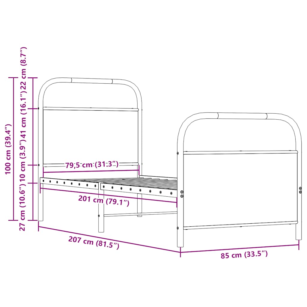 Bedframe zonder matras bewerkt hout bruin eikenkleur 80x200 cm is nu te koop bij PeponiXL, paradijselijk wonen!