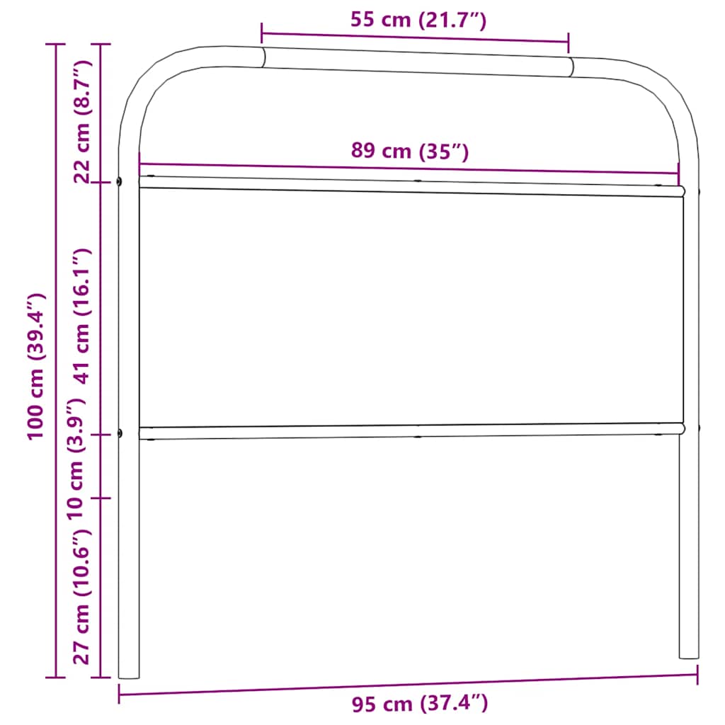 Vervangend hoofdbord 90 cm bewerkt hout en staal bruin eikenkleurig is nu te koop bij PeponiXL, paradijselijk wonen!