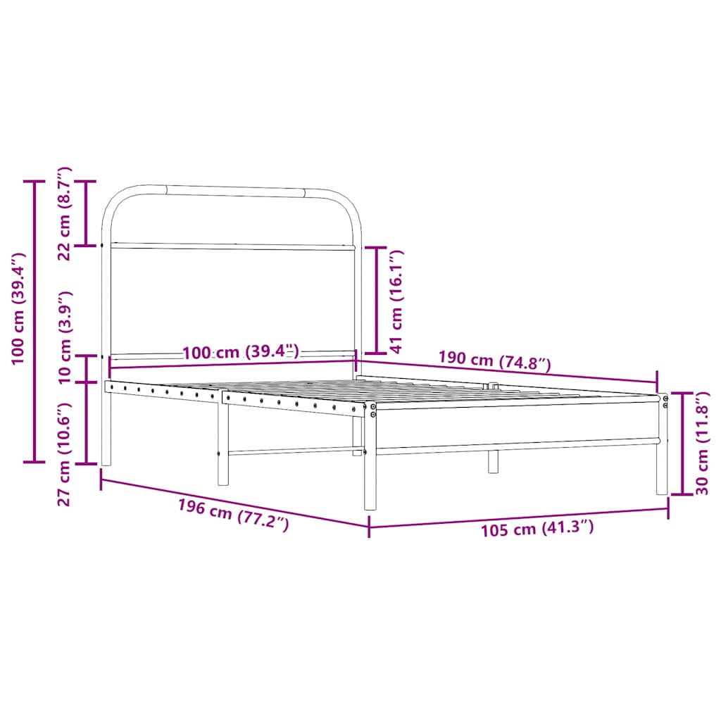 Bedframe zonder matras bewerkt hout gerookt eiken 100x190 cm is nu te koop bij PeponiXL, paradijselijk wonen!