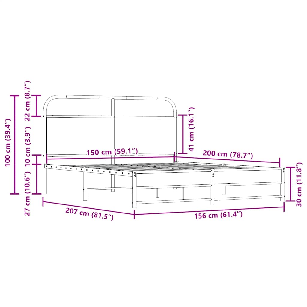 Bedframe zonder matras bewerkt hout gerookt eiken 150x200 cm is nu te koop bij PeponiXL, paradijselijk wonen!