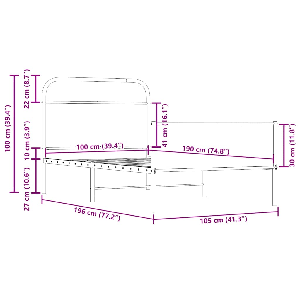 Bedframe zonder matras bewerkt hout sonoma eikenkleur 100x190cm is nu te koop bij PeponiXL, paradijselijk wonen!