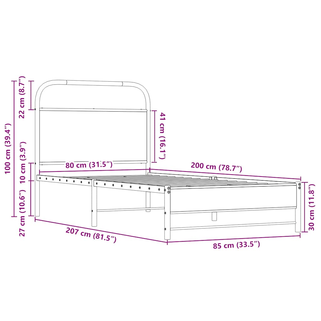 Bedframe zonder matras bewerkt hout sonoma eikenkleur 80x200 cm is nu te koop bij PeponiXL, paradijselijk wonen!