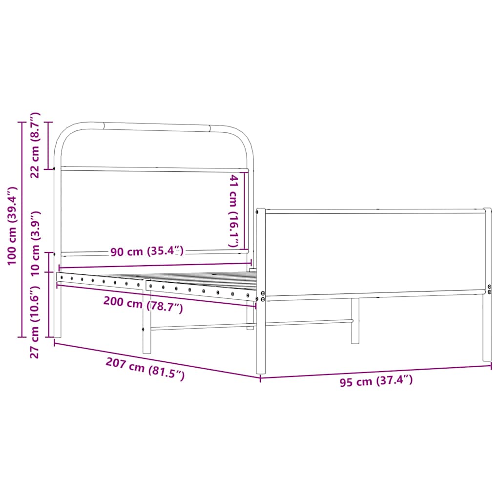 Bedframe zonder matras bewerkt hout sonoma eikenkleur 90x200 cm is nu te koop bij PeponiXL, paradijselijk wonen!