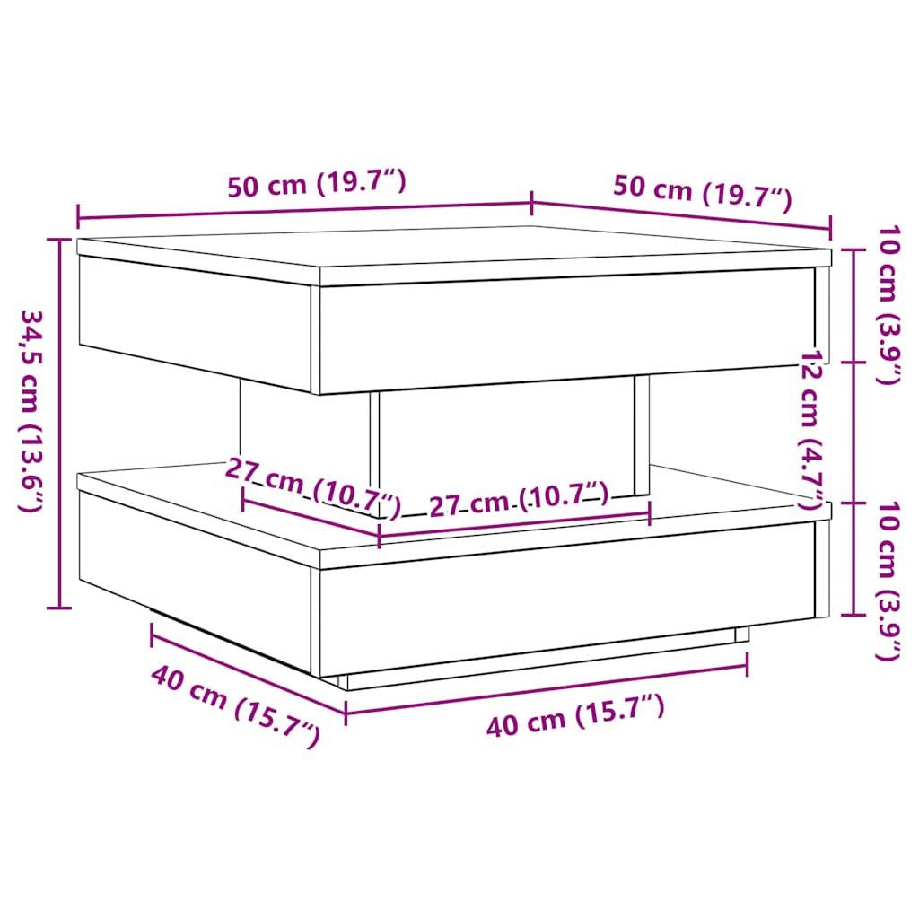 Salontafel 360 graden draaibaar 50x50x34,5 cm wit is nu te koop bij PeponiXL, paradijselijk wonen!
