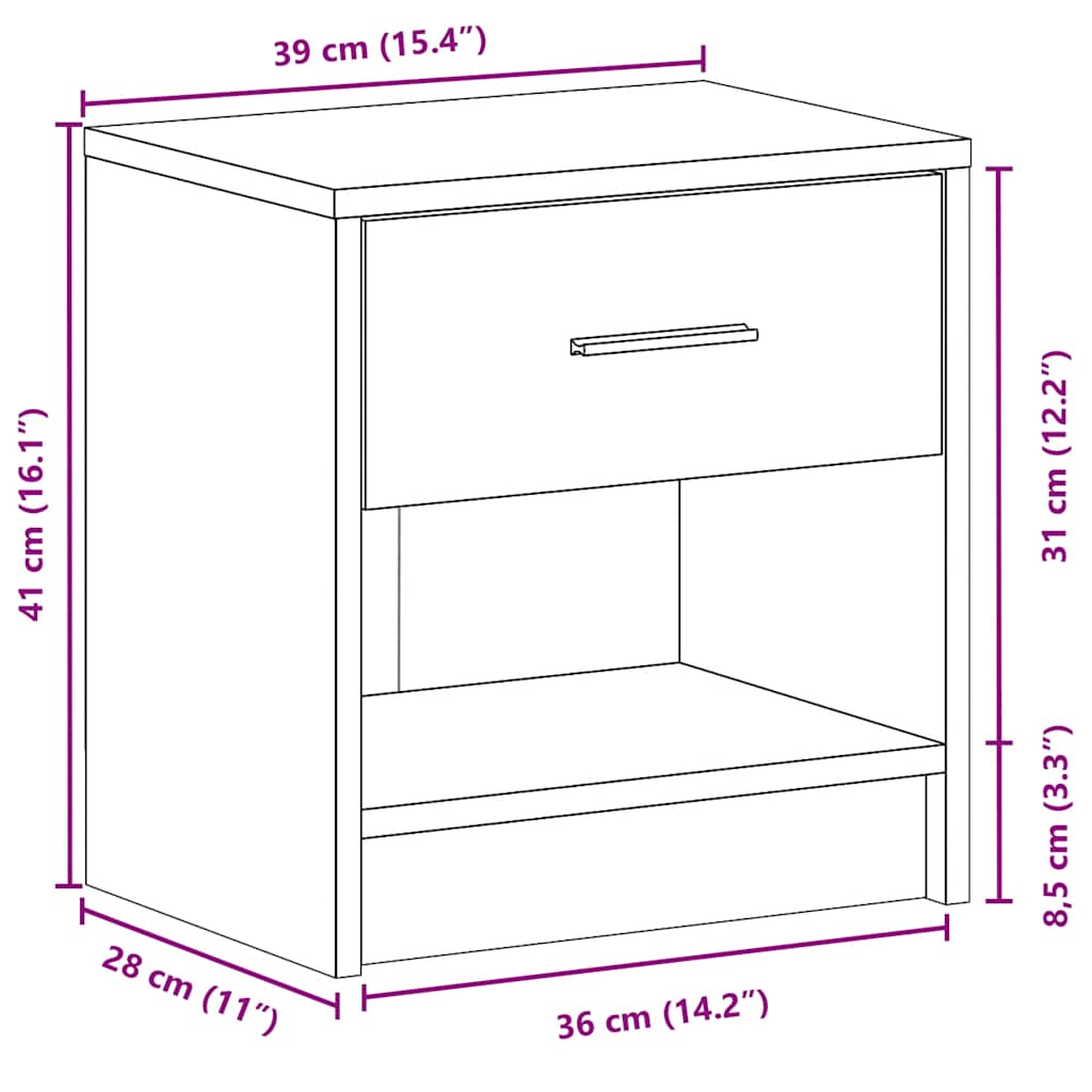 Nachtkastje met lade 39x28x41 cm wit is nu te koop bij PeponiXL, paradijselijk wonen!