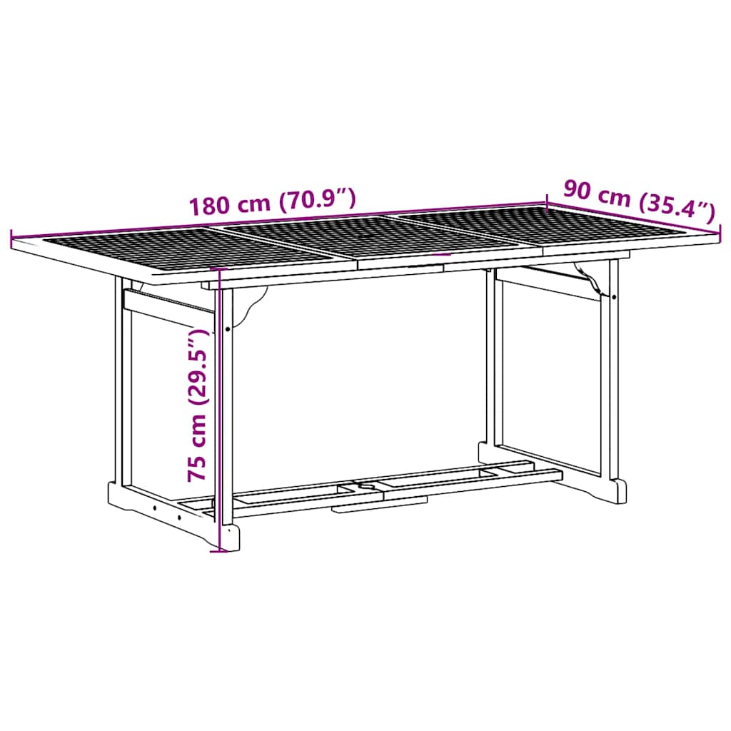 7-delige Tuinset 180x90x75 cm massief acaciahout is nu te koop bij PeponiXL, paradijselijk wonen!