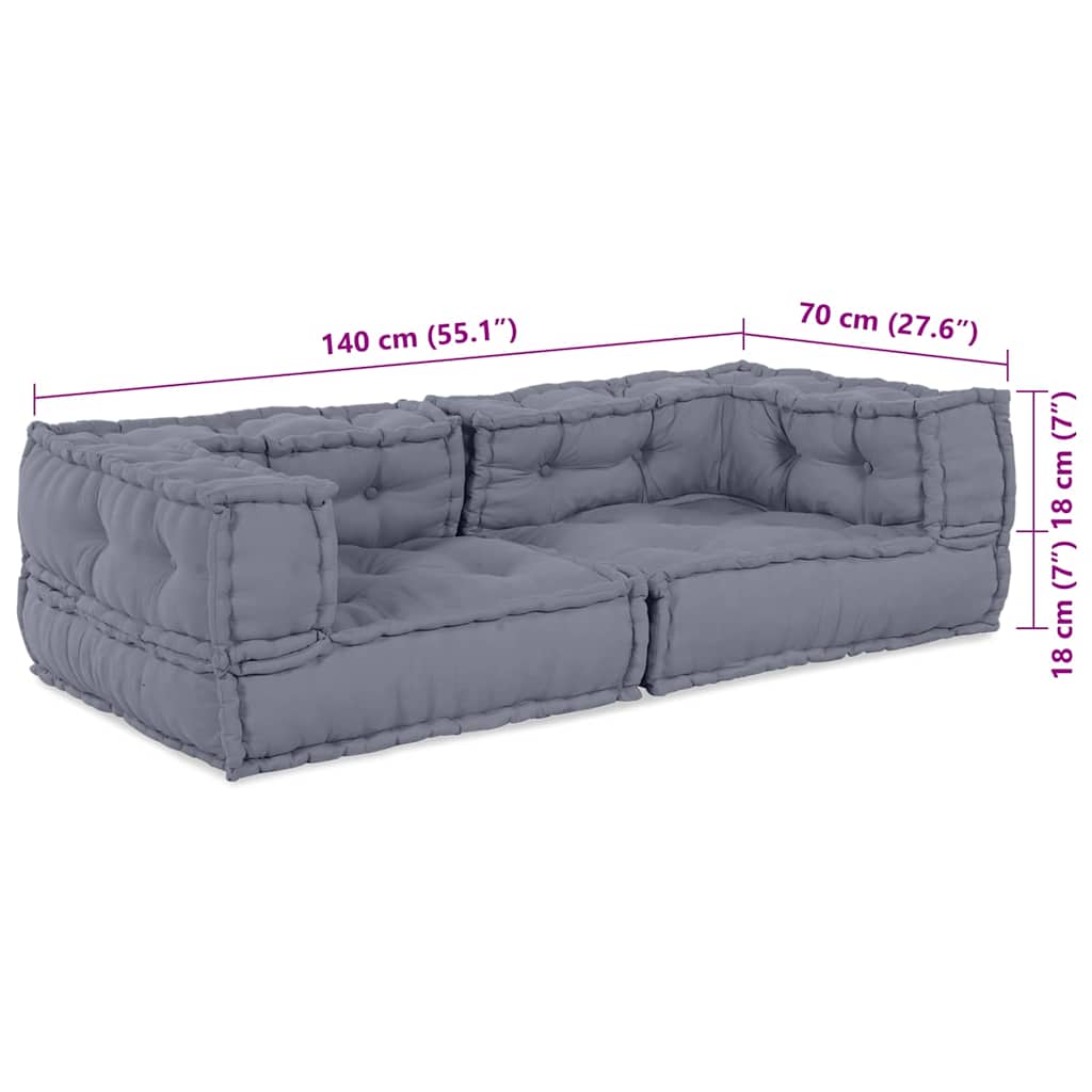 Modulair Sofabet 3 pcs Grijs 140 x 70 x 36 cm Stof is nu te koop bij PeponiXL, paradijselijk wonen!