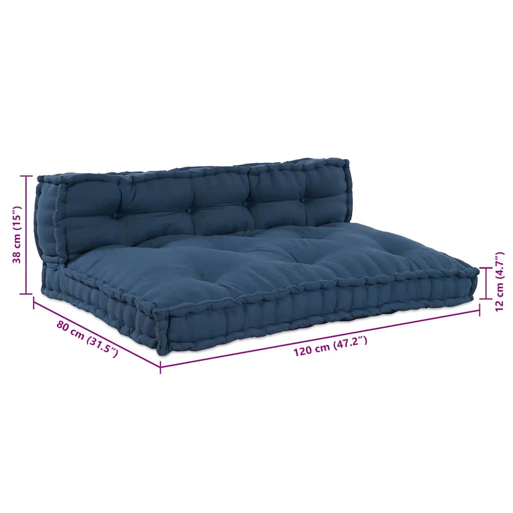Pallet Sofa Kussen 2 pcs Indigo 120 x 80 x 38 cm Stof is nu te koop bij PeponiXL, paradijselijk wonen!