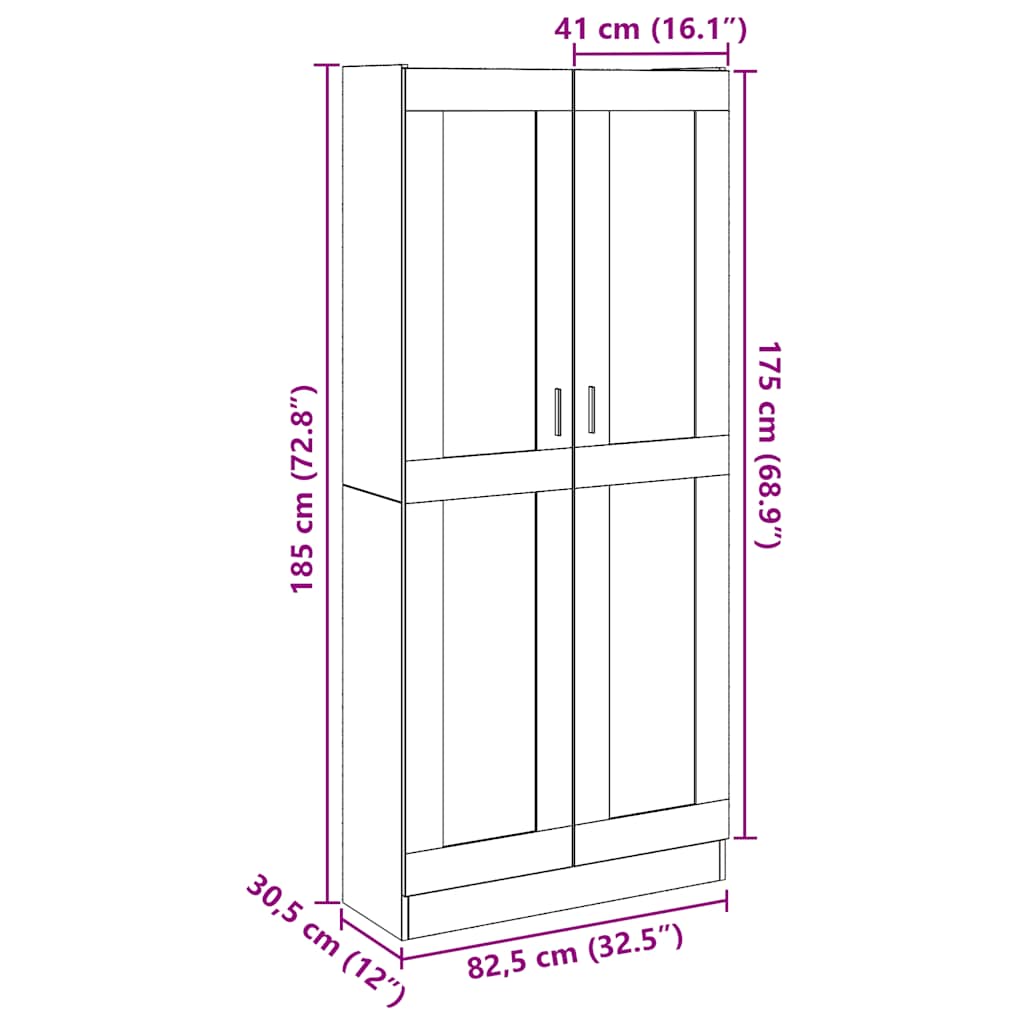 Hoge kast 82,5x30,5x185 cm bewerkt hout artisanaal eikenkleur is nu te koop bij PeponiXL, paradijselijk wonen!