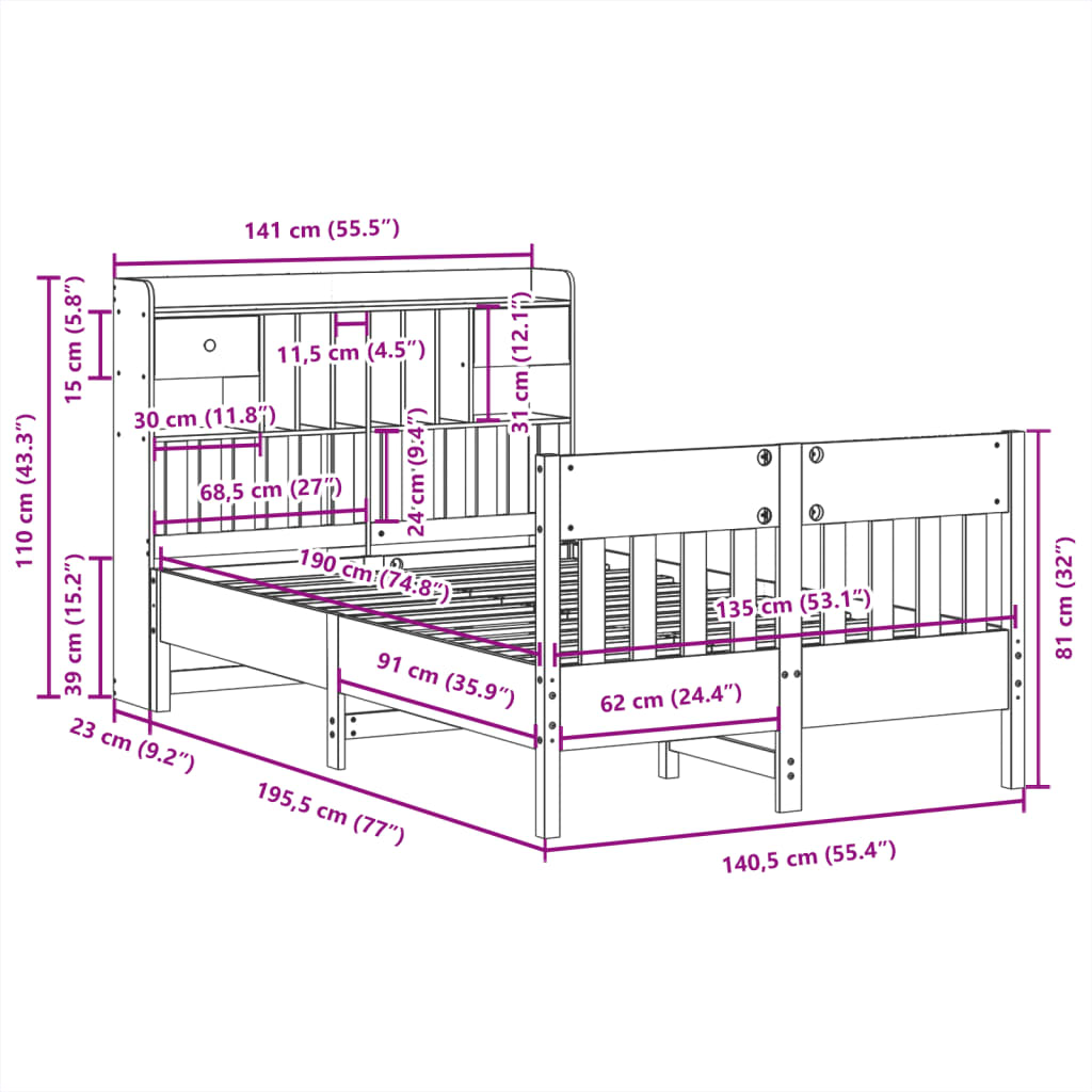 Bedframe zonder matras massief grenenhout wit 135x190 cm is nu te koop bij PeponiXL, paradijselijk wonen!