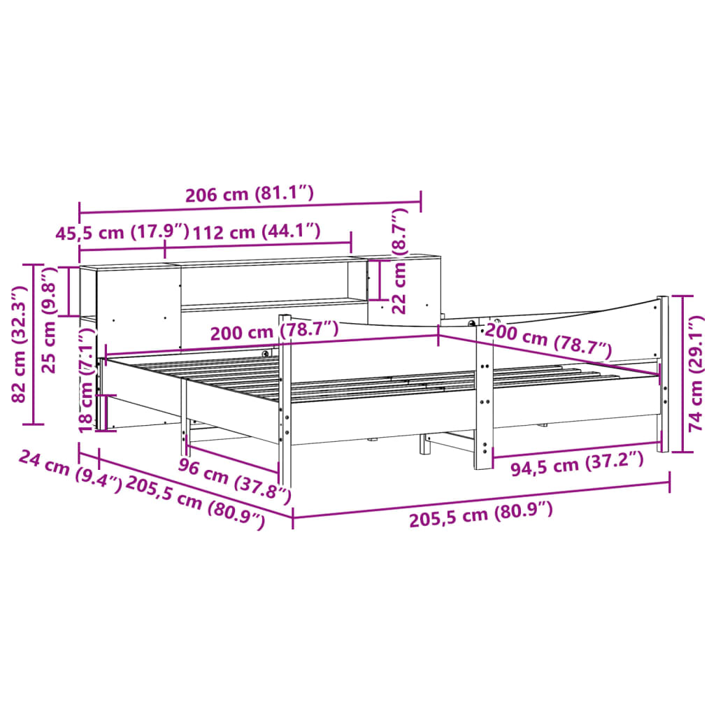 Bedframe zonder matras massief grenenhout wasbruin 200x200 cm is nu te koop bij PeponiXL, paradijselijk wonen!