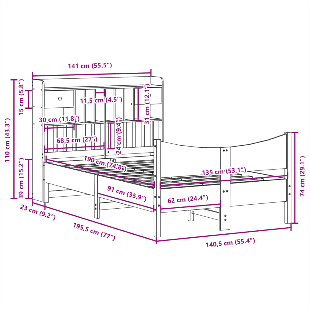 Bedframe zonder matras massief grenenhout wit 135x190 cm is nu te koop bij PeponiXL, paradijselijk wonen!