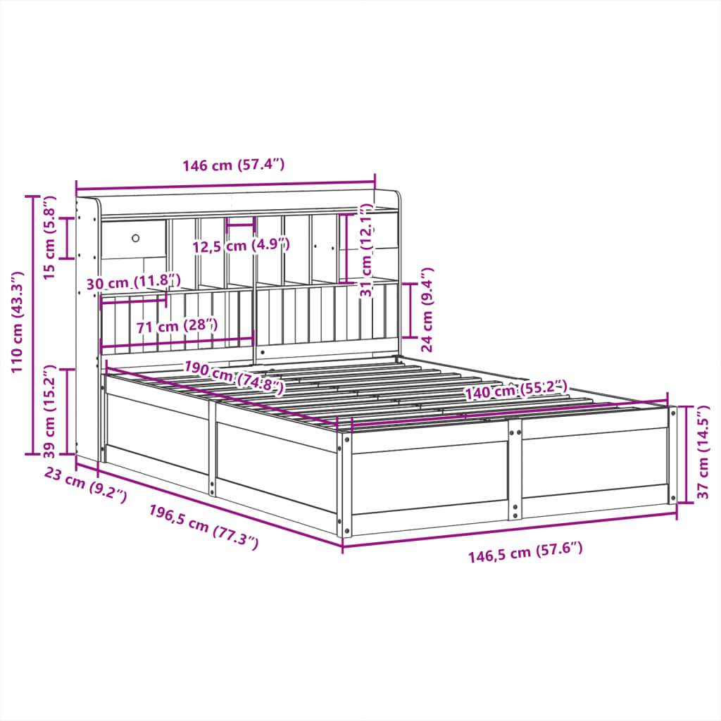 Bed met matras massief grenenhout wasbruin 140x190 cm is nu te koop bij PeponiXL, paradijselijk wonen!