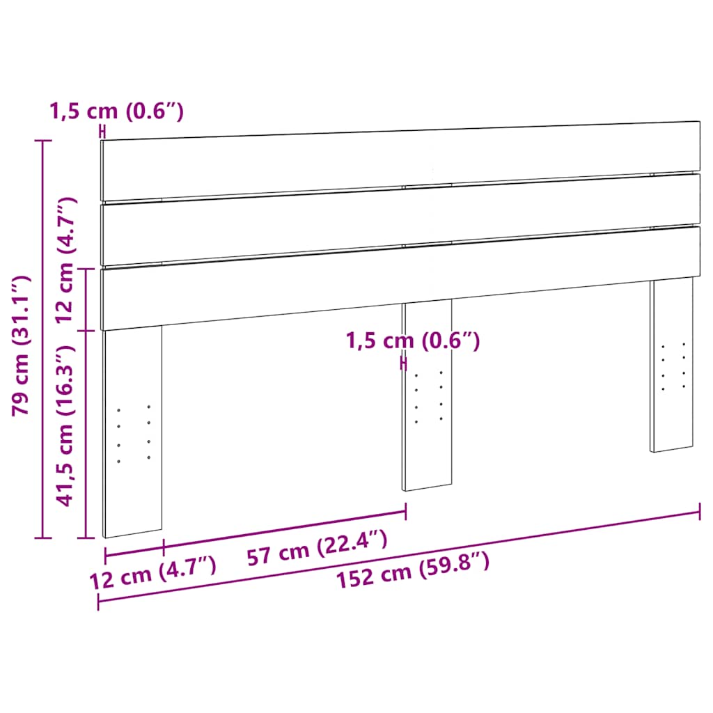 Hoofdbord 150 cm massief eikenhout is nu te koop bij PeponiXL, paradijselijk wonen!