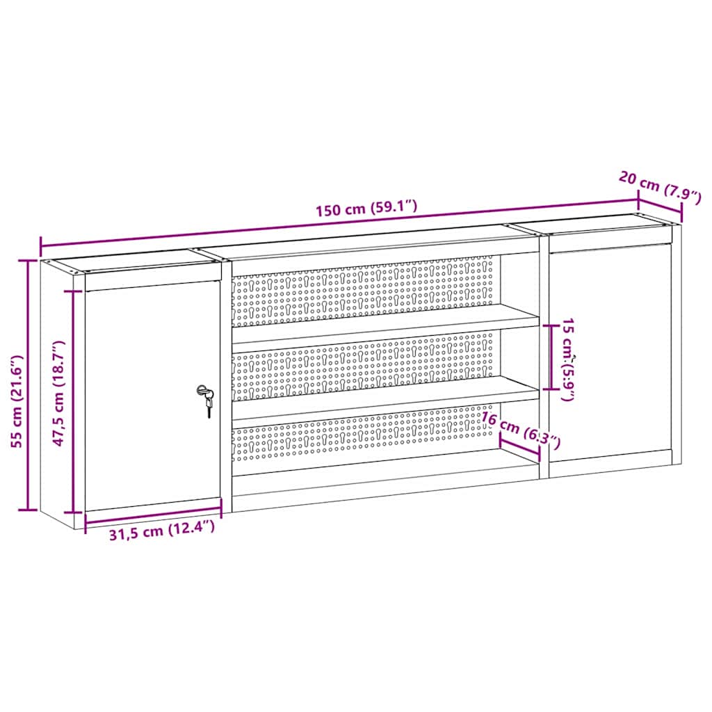 Gereedschapskast met plank Zwart en Grijs 50 x 20 x 55 cm is nu te koop bij PeponiXL, paradijselijk wonen!