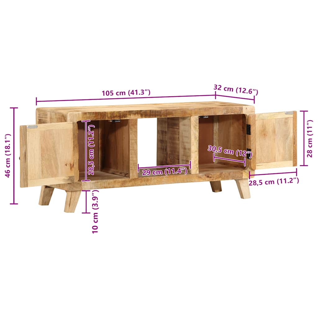 Tv-meubel 105x46x32 cm massief ruw mangohout is nu te koop bij PeponiXL, paradijselijk wonen!