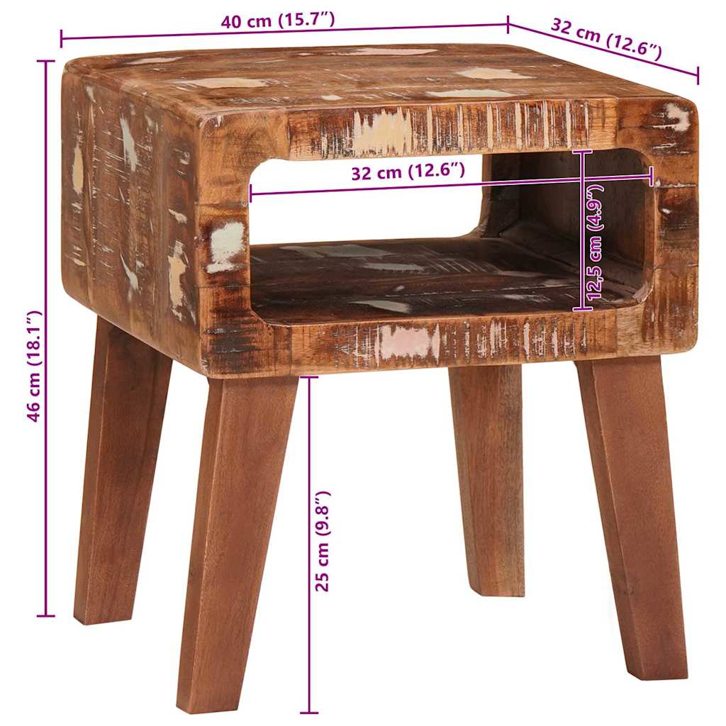 Bijzettafel Bruin 40 x 32 x 46 cm Massief Gerecycled Hout is nu te koop bij PeponiXL, paradijselijk wonen!