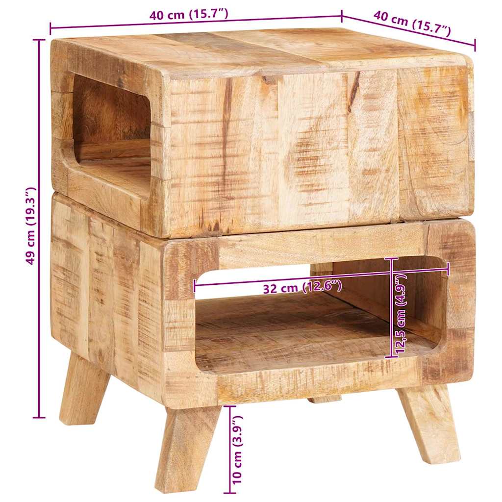 Bijzettafel met plank Bruin 40 x 40 x 49 cm Massief Mango Hout is nu te koop bij PeponiXL, paradijselijk wonen!