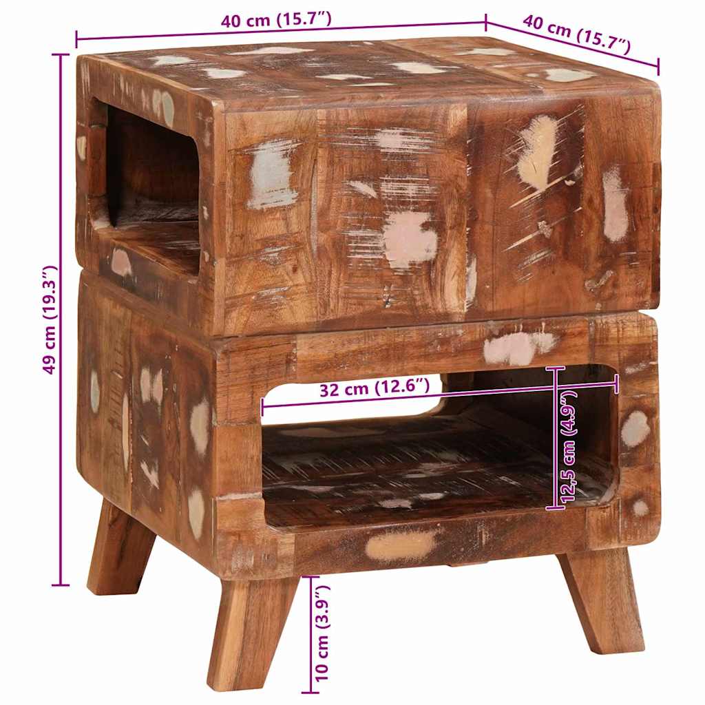 Bijzettafel Bruin 40 x 40 x 49 cm Massief Gerecycled Hout is nu te koop bij PeponiXL, paradijselijk wonen!