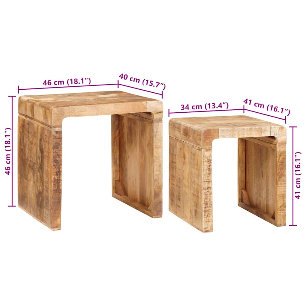 Nesttafels 2 pcs Bruin 46 x 40 x 46 cm Massief Mango Hout is nu te koop bij PeponiXL, paradijselijk wonen!