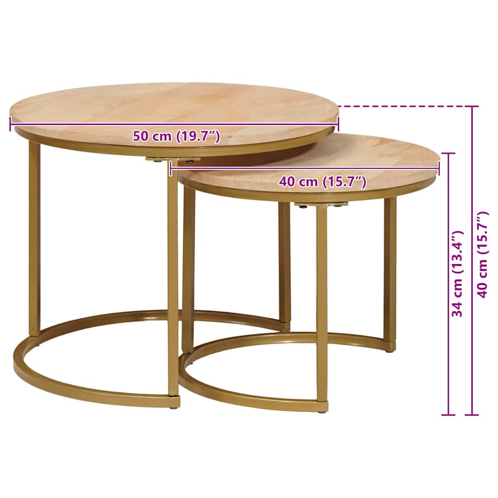 Nest Koffietafels 2 pcs Bruin Massief mangohout en staal is nu te koop bij PeponiXL, paradijselijk wonen!