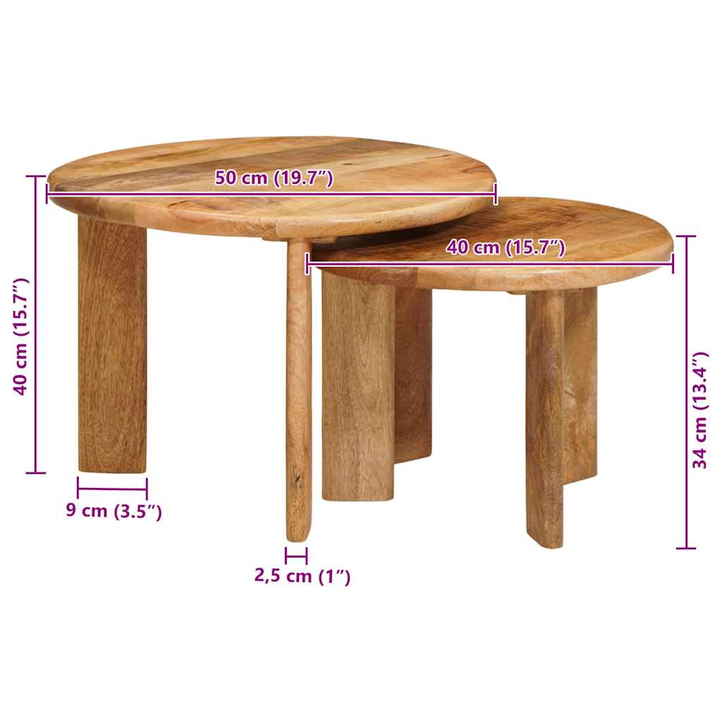 Nest Koffietafels 2 pcs Bruin Massief Mango Hout is nu te koop bij PeponiXL, paradijselijk wonen!