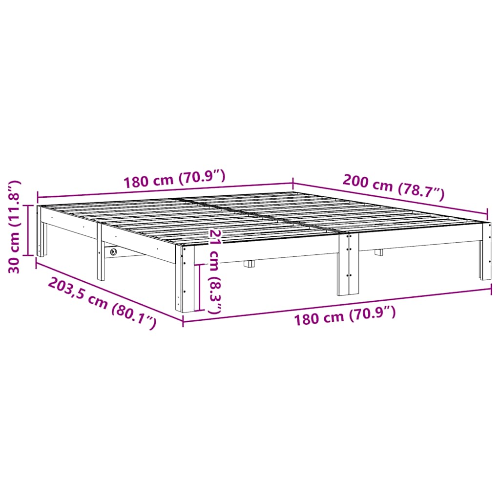 Bedframe zonder matras massief grenenhout 180x200 cm is nu te koop bij PeponiXL, paradijselijk wonen!