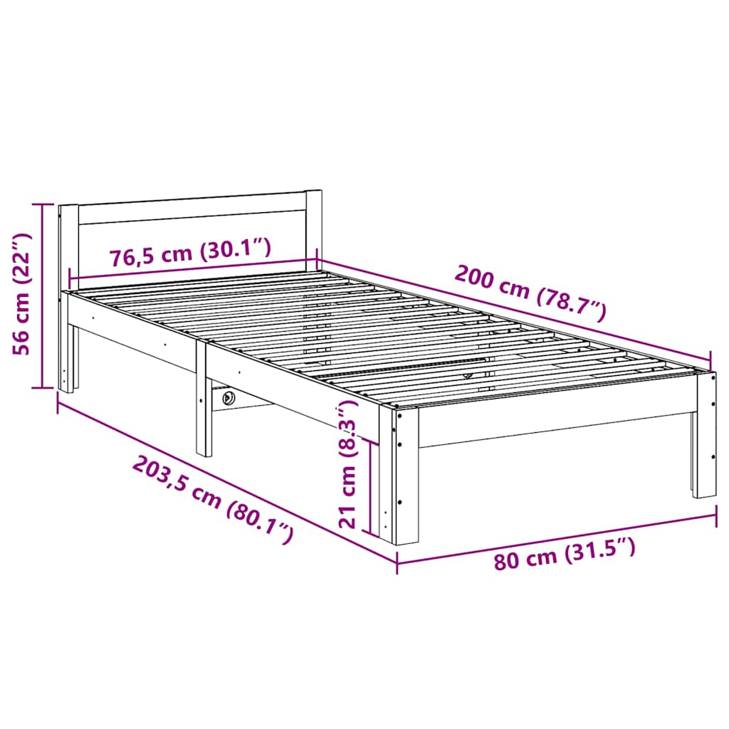 Bedframe zonder matras massief grenenhout wit 80x200 cm is nu te koop bij PeponiXL, paradijselijk wonen!