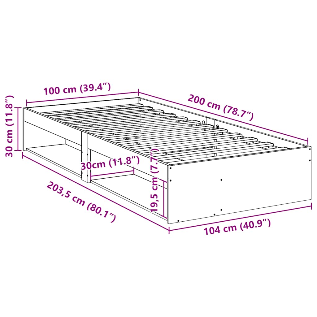 Bedbank zonder matras wasbruin 100x200 cm massief grenenhout is nu te koop bij PeponiXL, paradijselijk wonen!