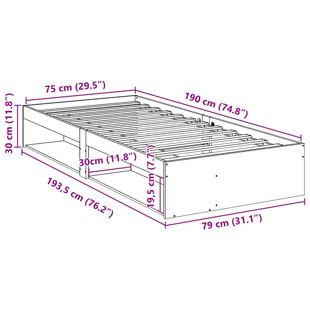 Slaapbank zonder matras 75x190 cm massief grenenhout is nu te koop bij PeponiXL, paradijselijk wonen!