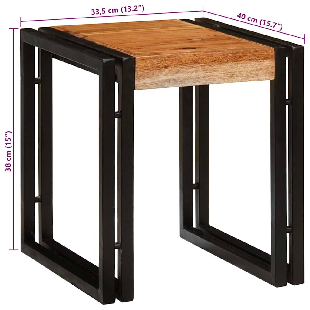 Nesttafel 3 pcs Bruin en zwart Massief acaciahout en metaal is nu te koop bij PeponiXL, paradijselijk wonen!