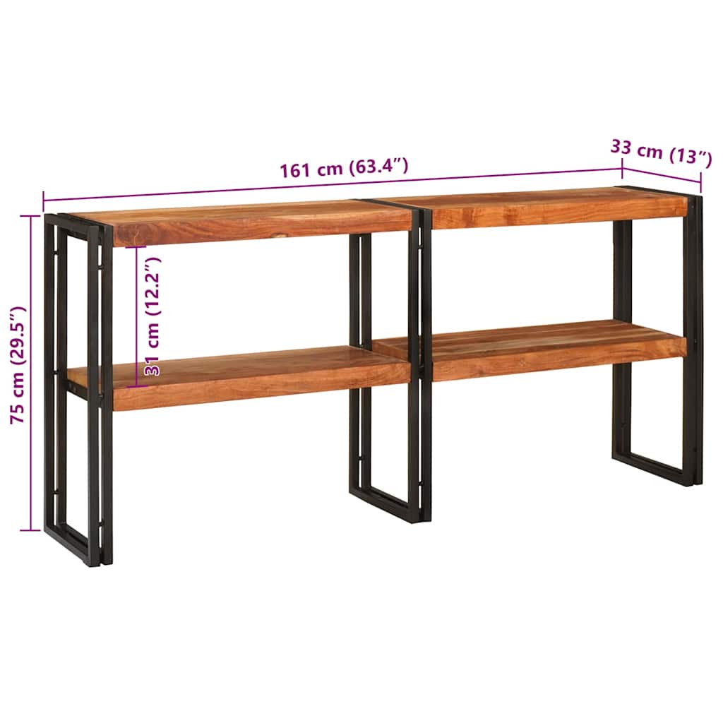Wandtafel met plank Bruin 160 x 33 x 75 cm Massief Acaciahout is nu te koop bij PeponiXL, paradijselijk wonen!