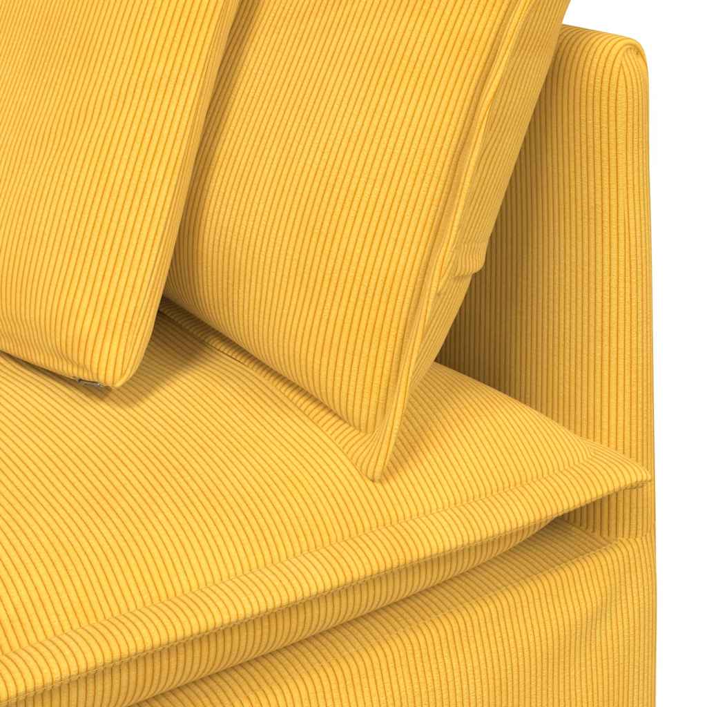 Modulaire bank met voetenbank & kussens corduroy stof lichtgeel