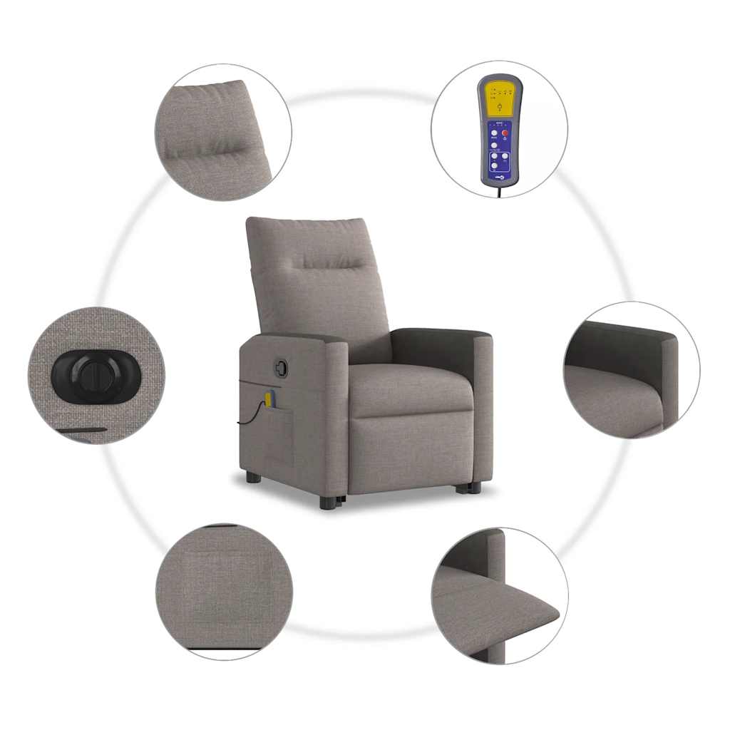 Sta-op-massagestoel elektrisch verstelbaar stof taupe is nu te koop bij PeponiXL, paradijselijk wonen!