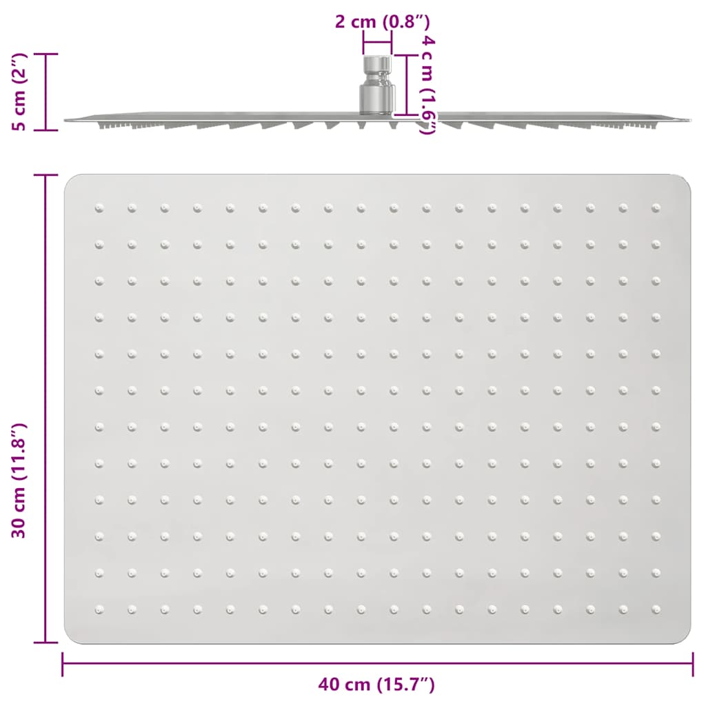 Regendouchekop rechthoekig 40x30 cm roestvrij staal 304 is nu te koop bij PeponiXL, paradijselijk wonen!
