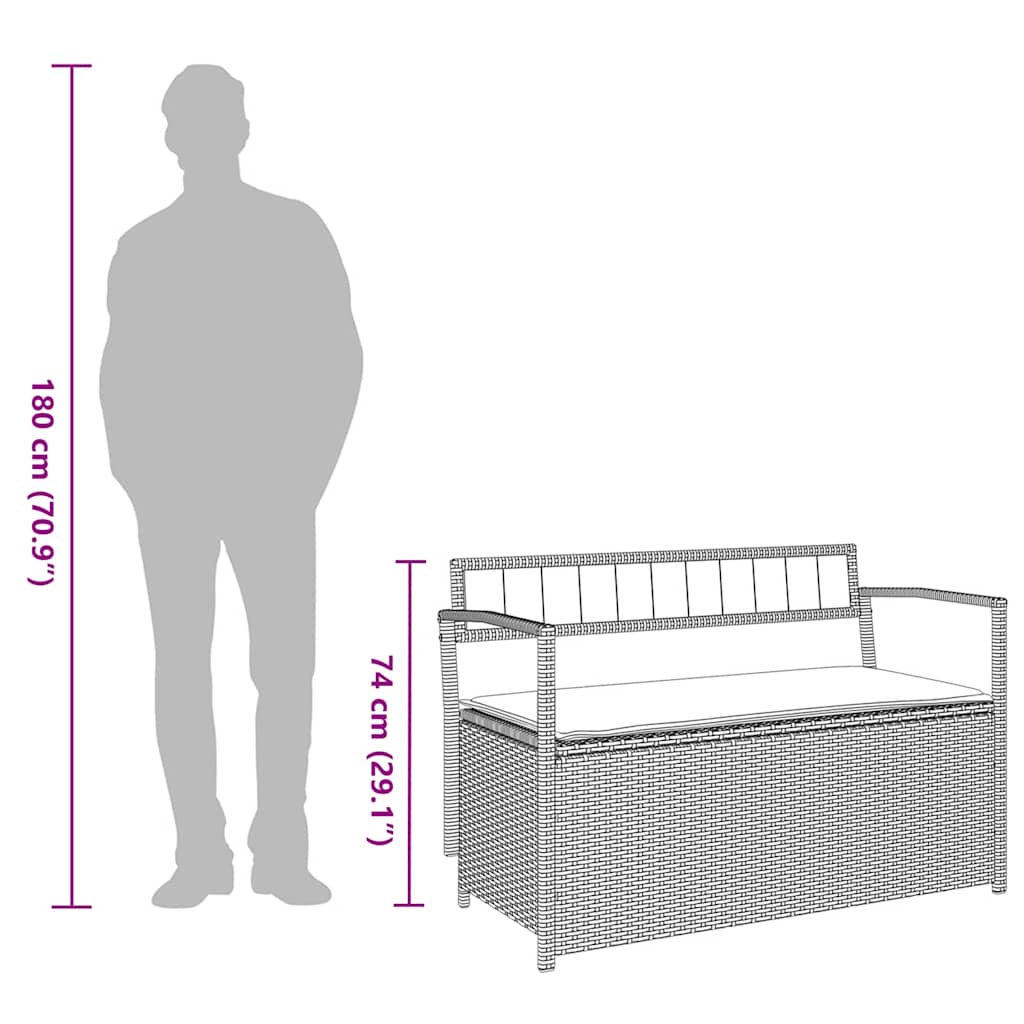 Tuinbank met kussen, bruin polyrotan is nu te koop bij PeponiXL, paradijselijk wonen!