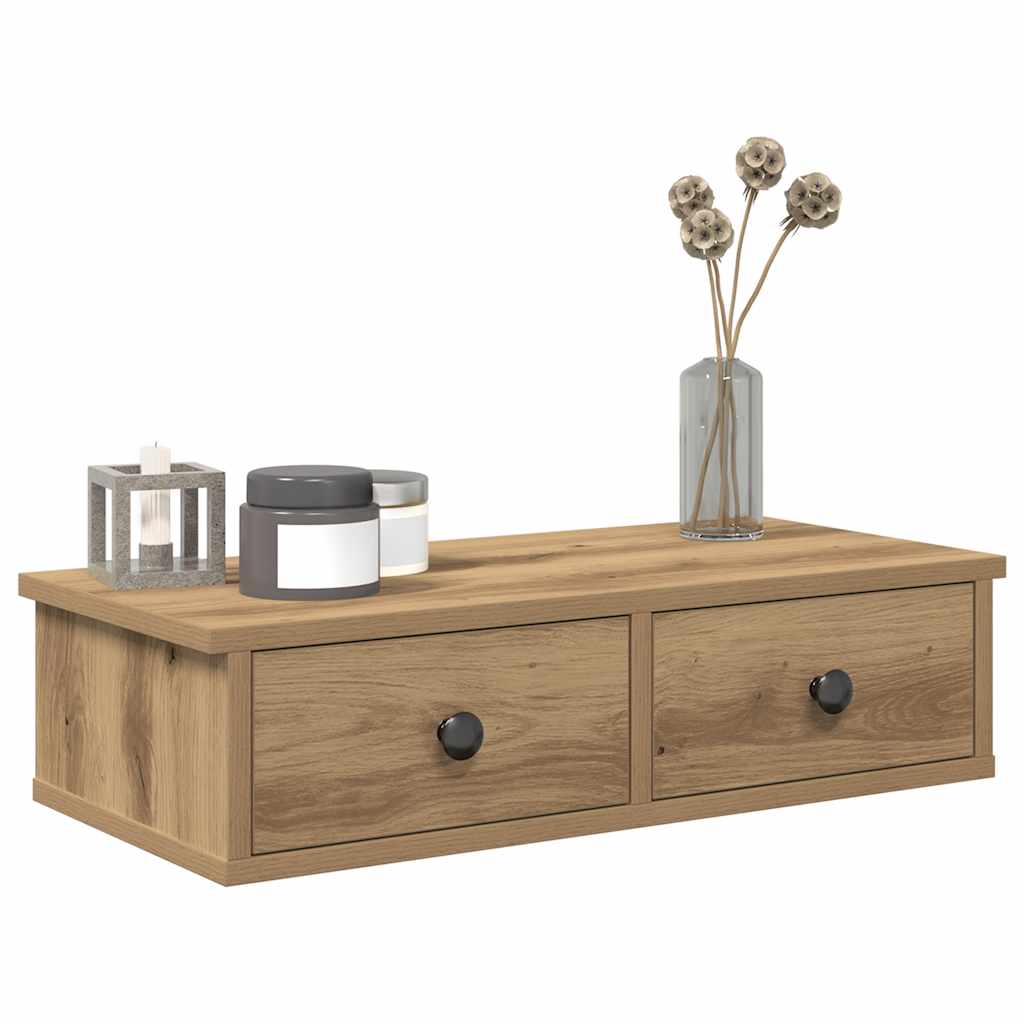 Wandschap met lades 80x33x17 cm bewerkt hout zwart kopen Wandschap met lades 80x33x17 cm bewerkt hout zwart kopen