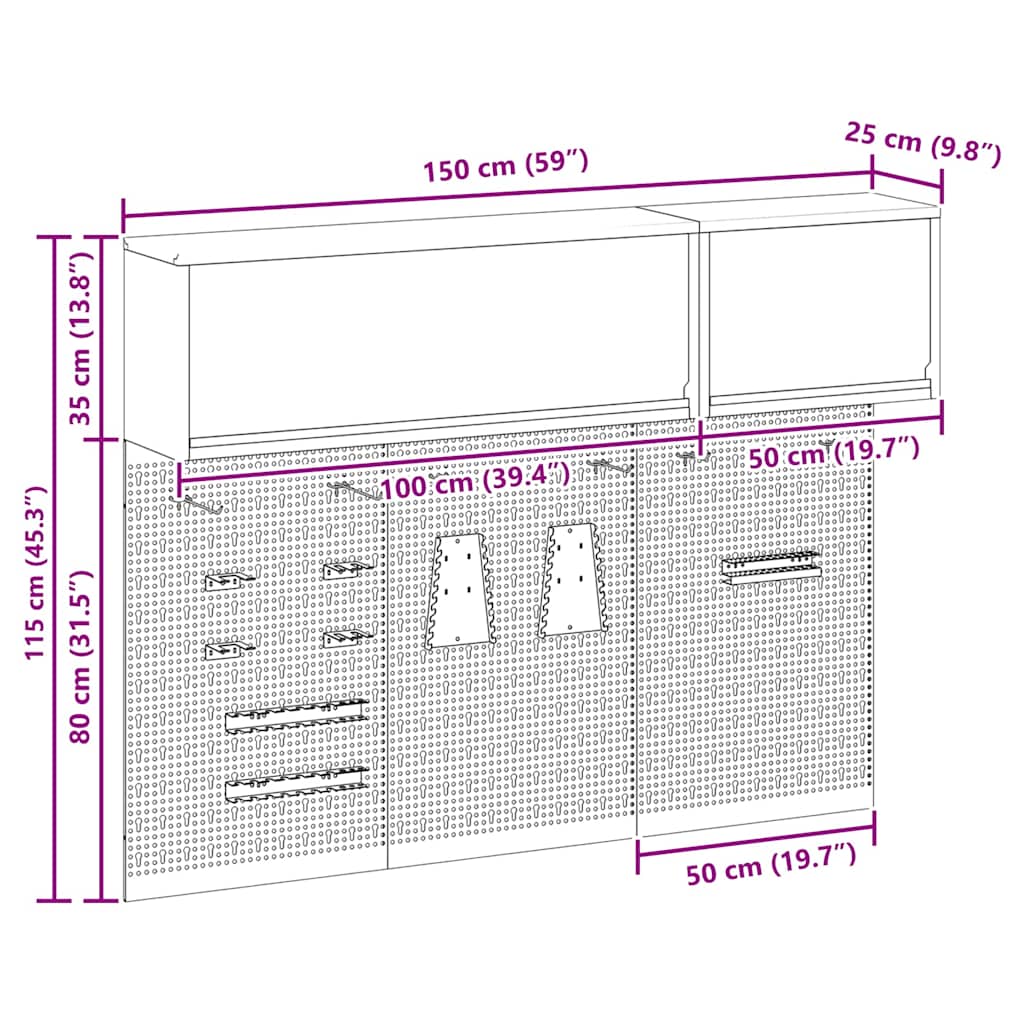 Gereedschapskast set met plank 5 pcs Zwart Gepoedercoat staal is nu te koop bij PeponiXL, paradijselijk wonen!